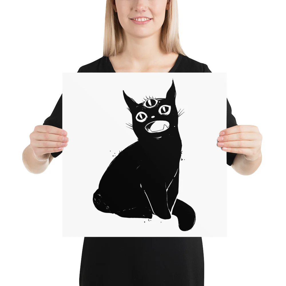 Black Cat With Third Eye, Matte Art Print Poster - Image 3