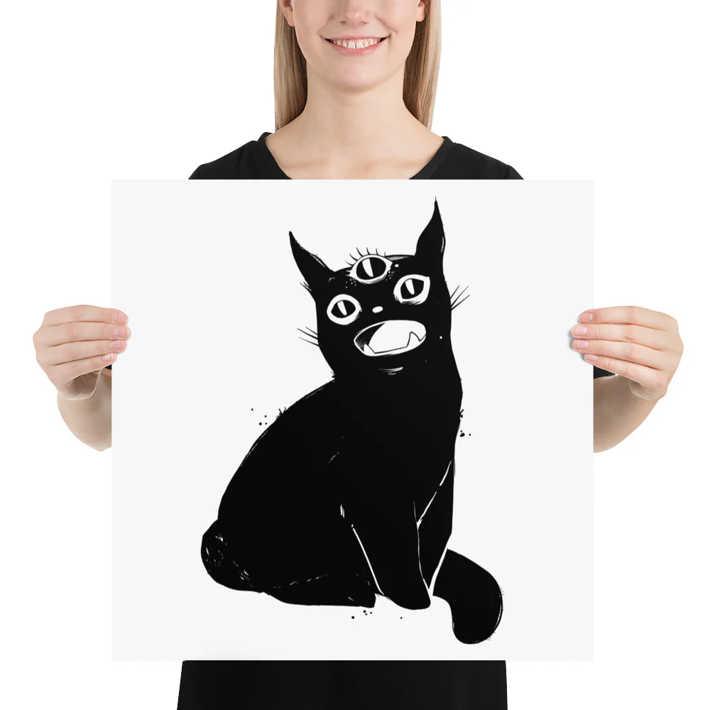 Black Cat With Third Eye, Matte Art Print Poster - Image 5