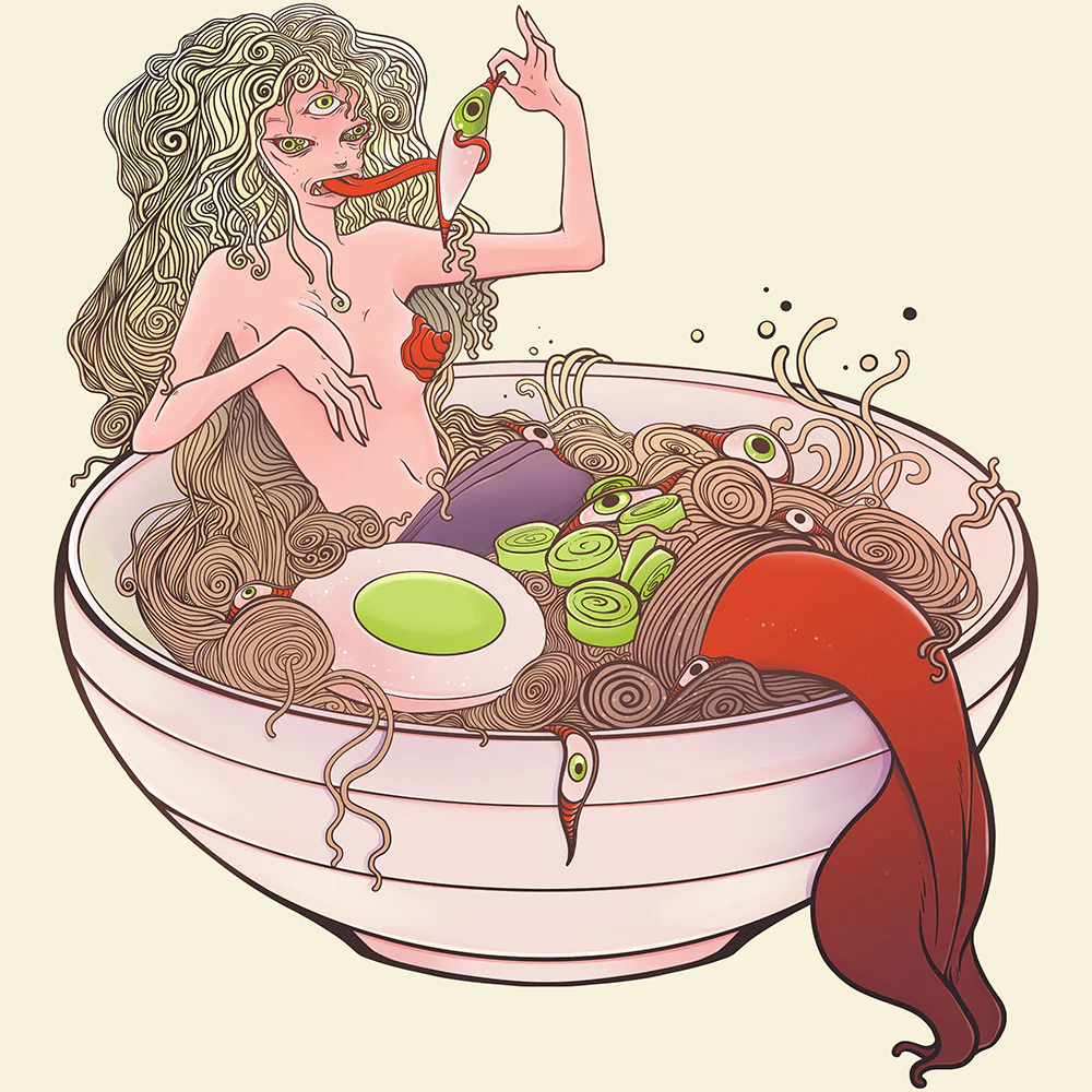 Mermaid Ramen, Matte Art Print Poster