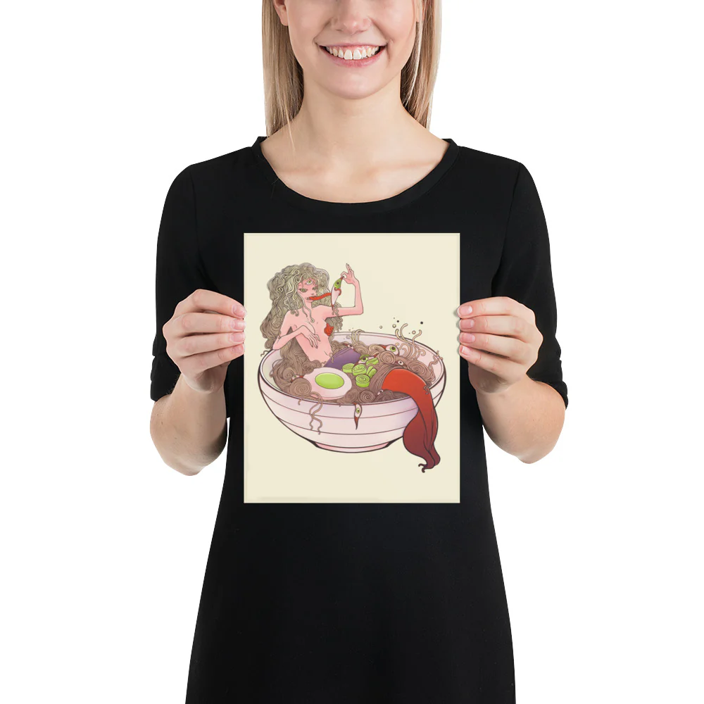 Mermaid Ramen, Matte Art Print Poster - Image 4
