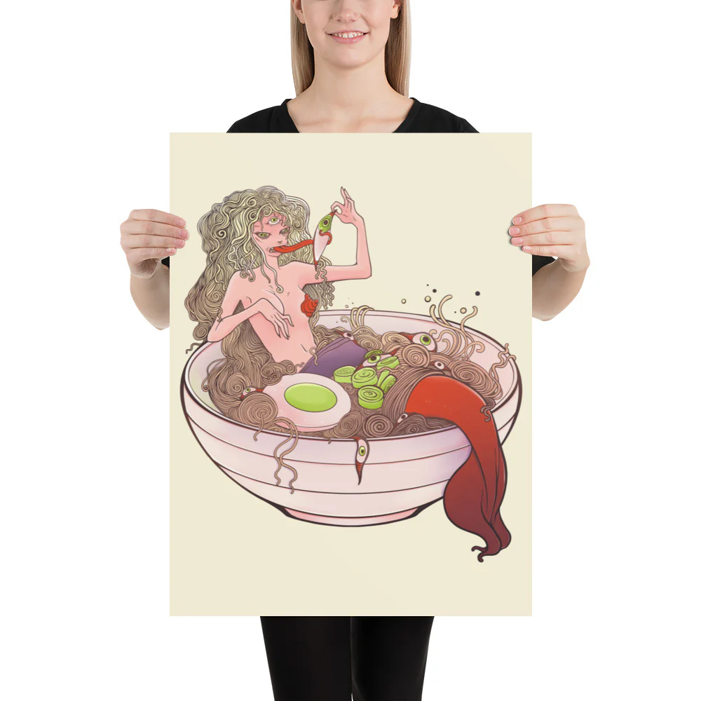 Mermaid Ramen, Matte Art Print Poster - Image 5
