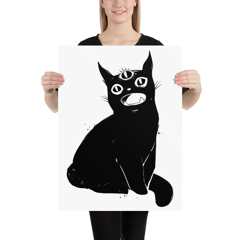 Black Cat With Third Eye, Matte Art Print Poster - Image 6