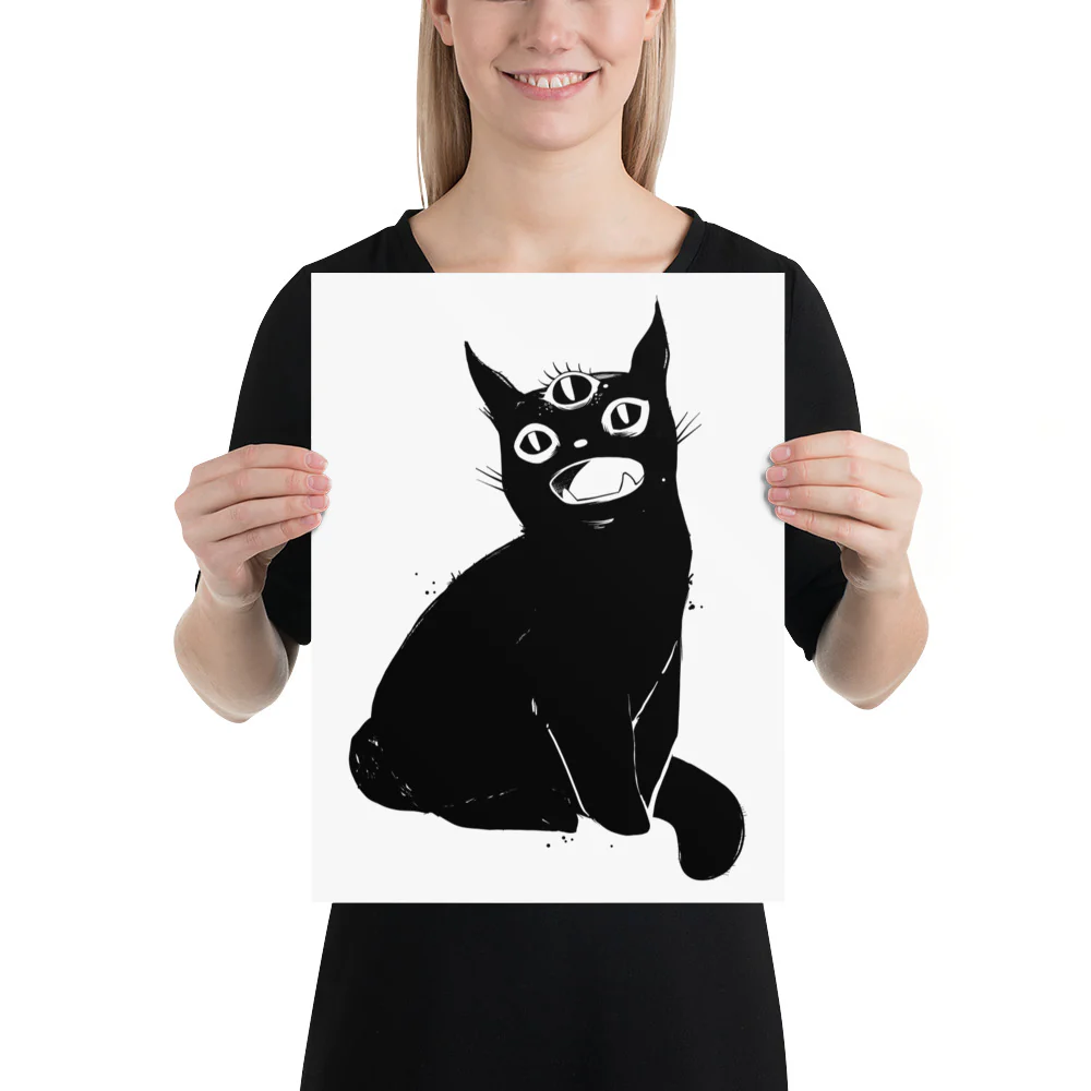 Black Cat With Third Eye, Matte Art Print Poster - Image 8