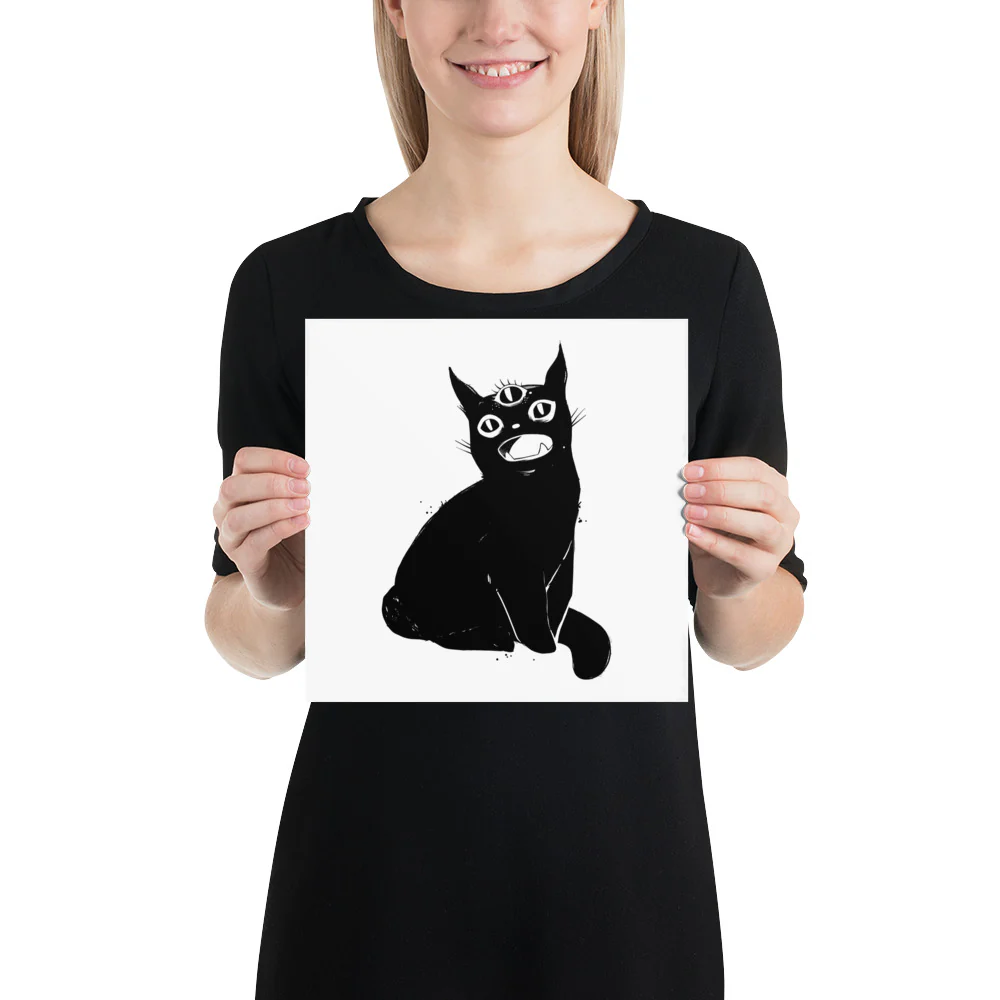 Black Cat With Third Eye, Matte Art Print Poster - Image 9