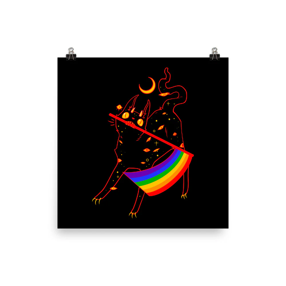 Pride Flag Cat, Matte Art Print Poster - Image 4