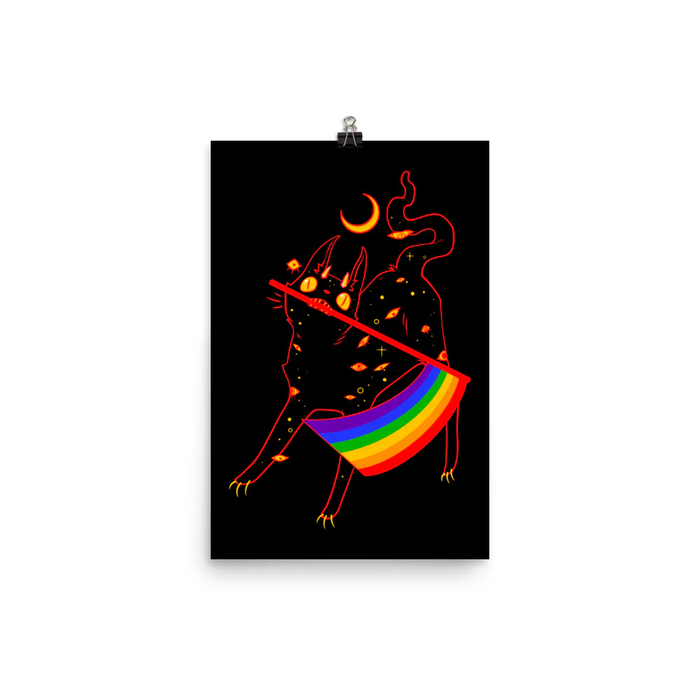 Pride Flag Cat, Matte Art Print Poster - Image 6