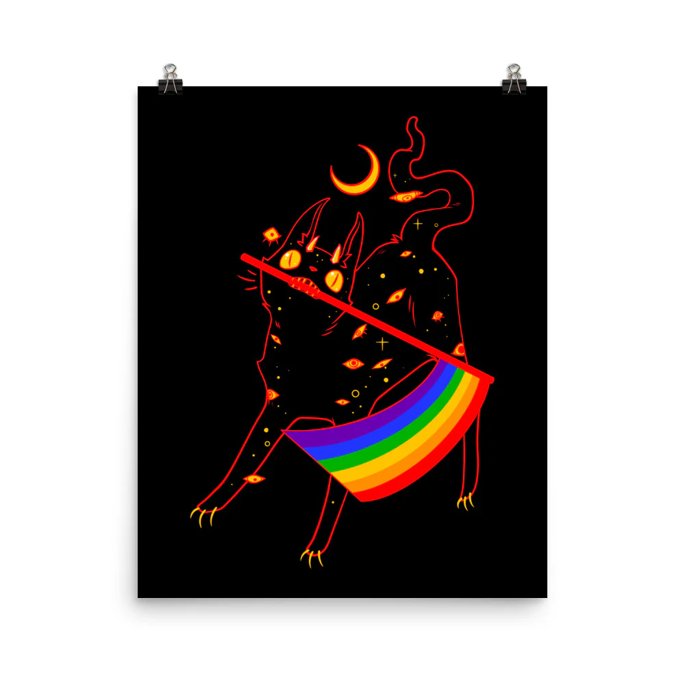 Pride Flag Cat, Matte Art Print Poster - Image 7