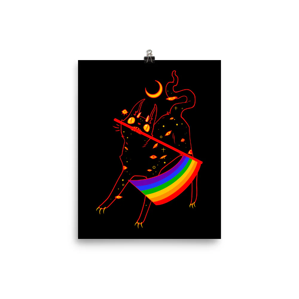 Pride Flag Cat, Matte Art Print Poster - Image 8