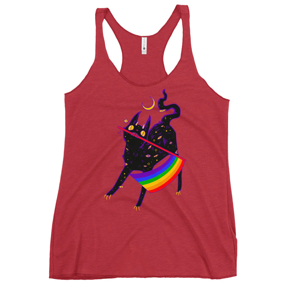 Pride Flag Cat, Racerback Tank Top