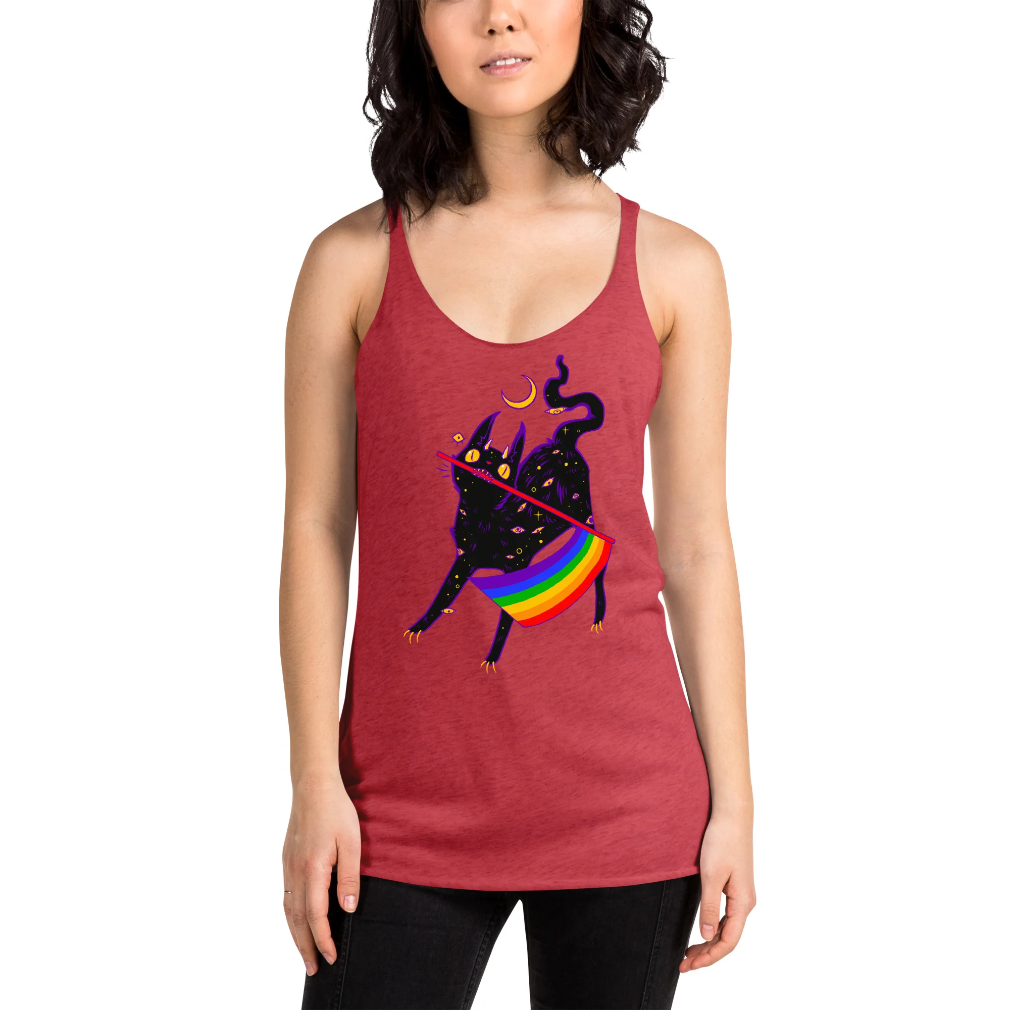 Pride Flag Cat, Racerback Tank Top - Image 3