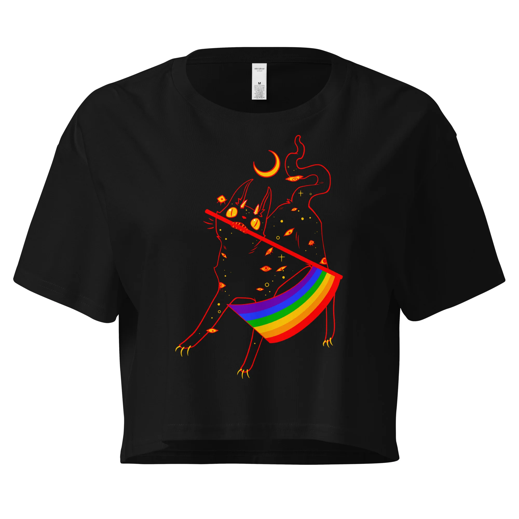 Pride Flag Cat, Relaxed Crop Top