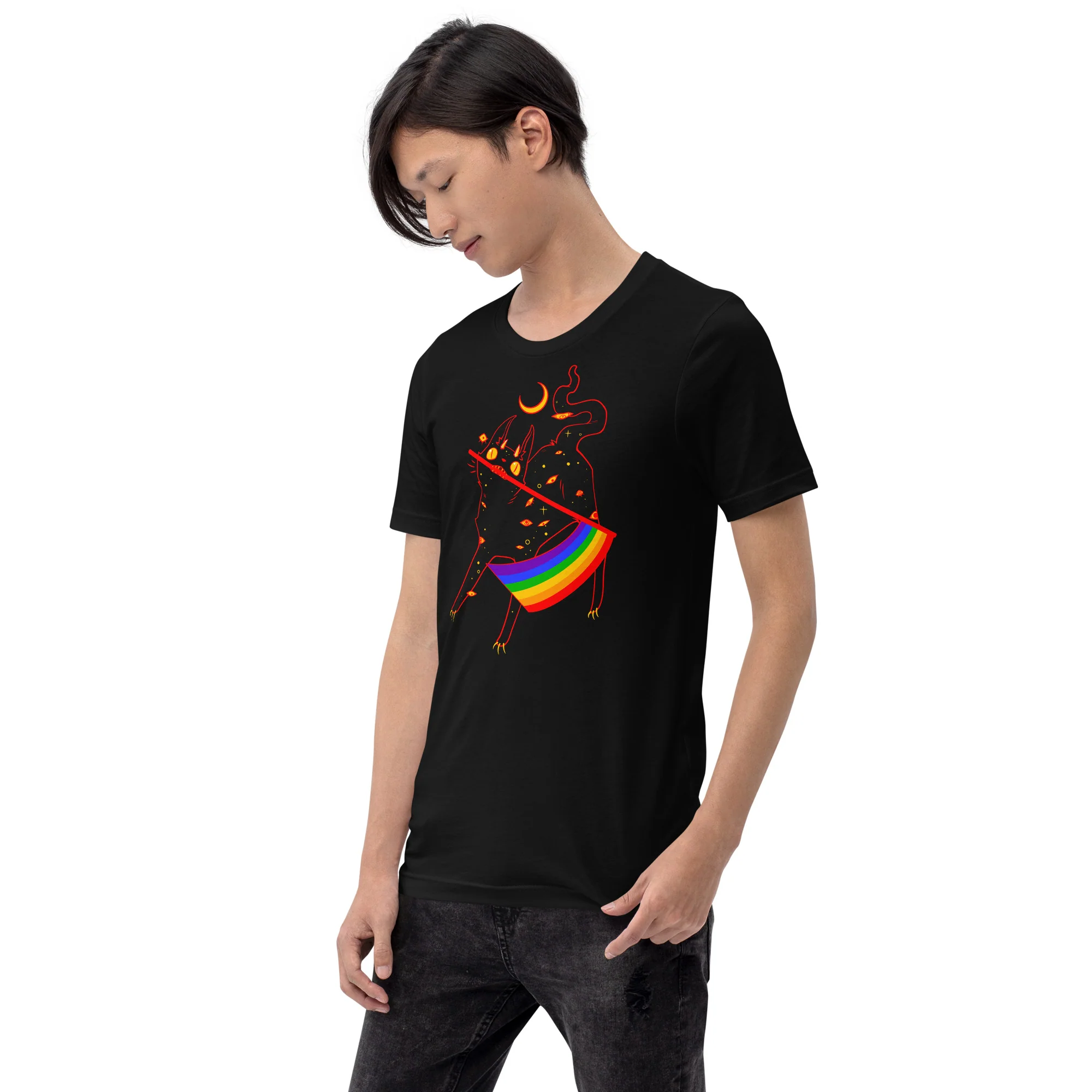 Pride Flag Cat, Unisex T-Shirt - Image 3