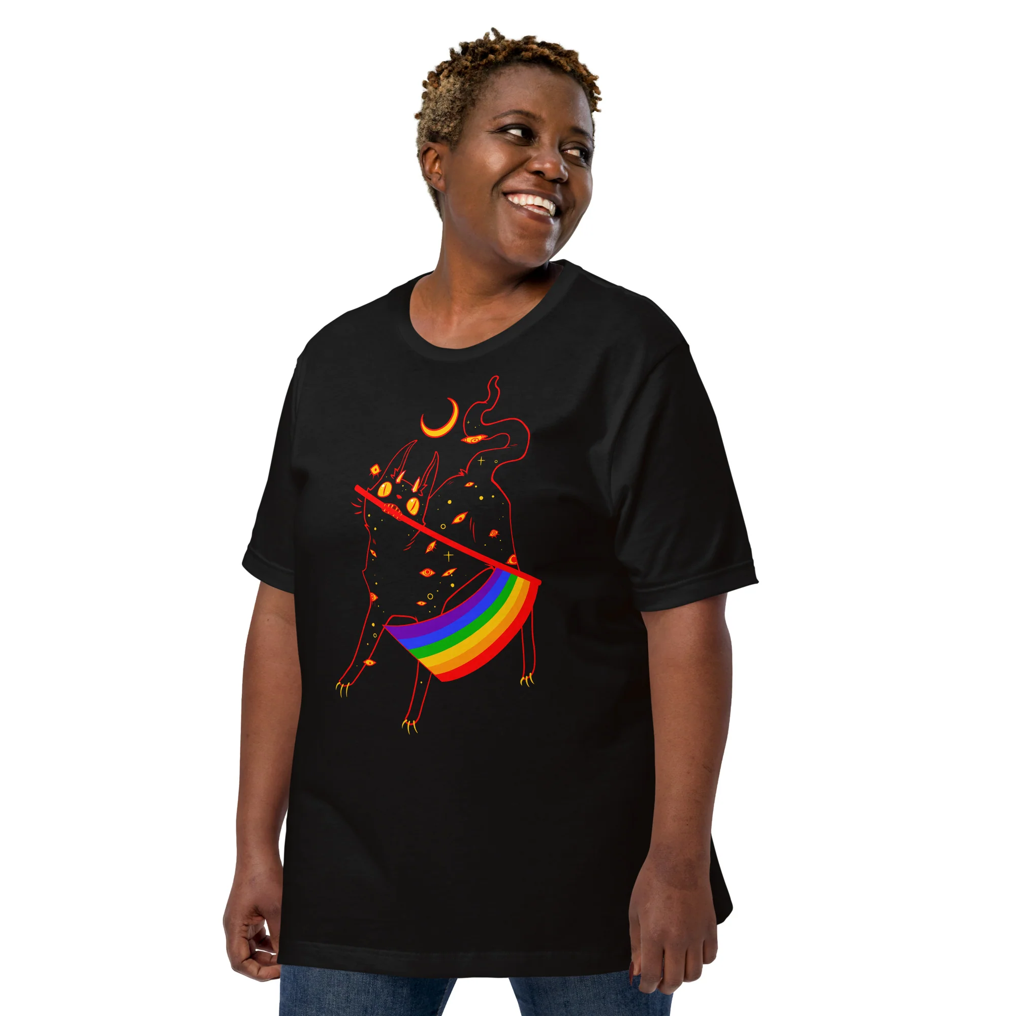 Pride Flag Cat, Unisex T-Shirt - Image 4