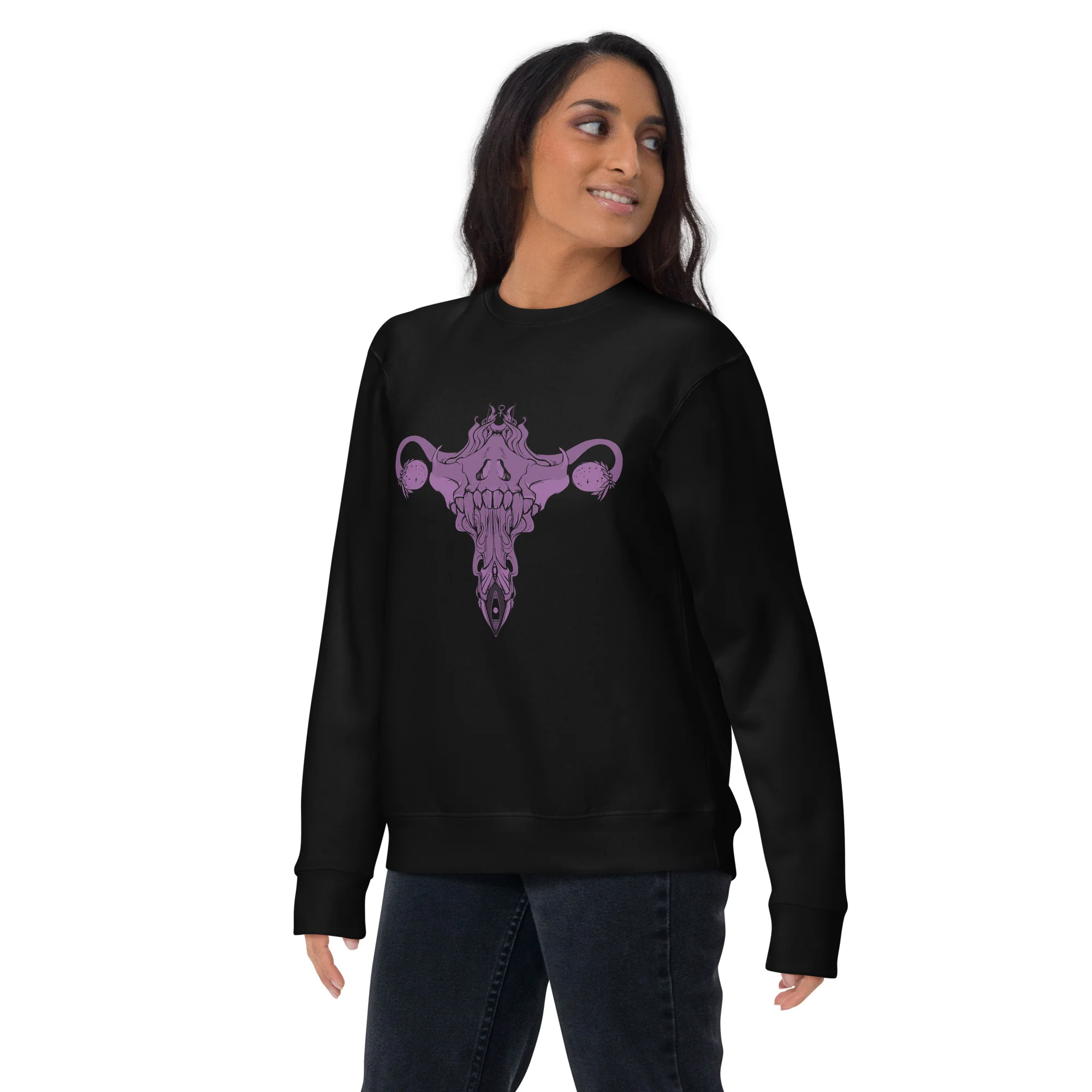 Purple Death Metal Uterus, Premium Unisex Sweatshirt - Image 3