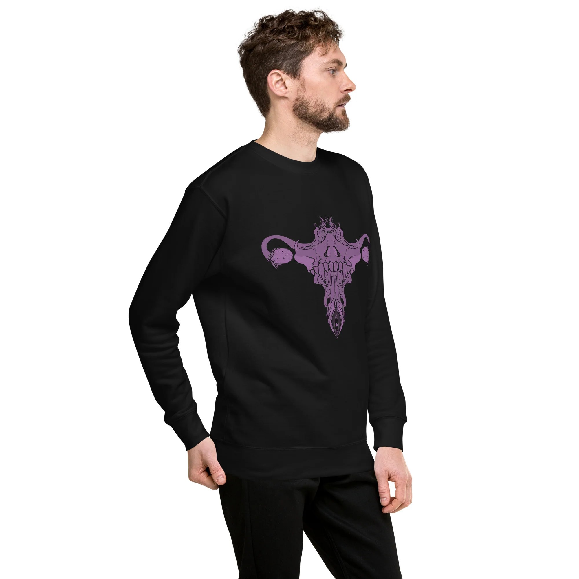 Purple Death Metal Uterus, Premium Unisex Sweatshirt - Image 5