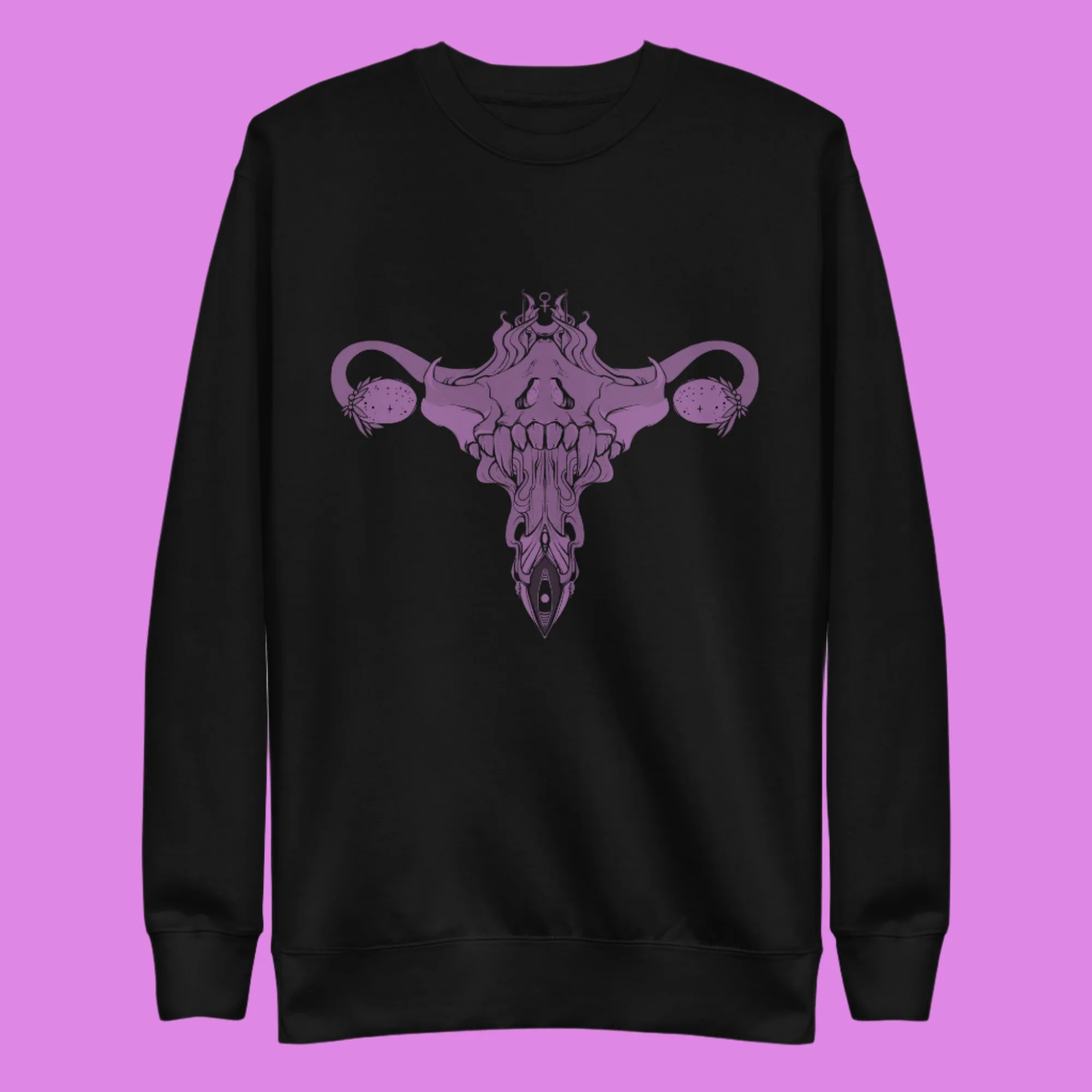 Purple Death Metal Uterus, Premium Unisex Sweatshirt - Image 6