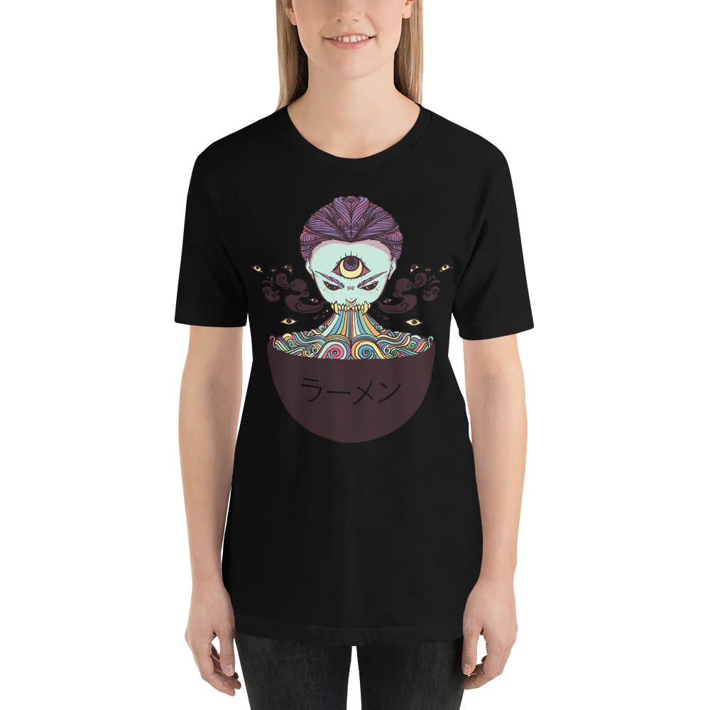 Magic Rainbow Ramen, Black Unisex T-Shirt - Image 2