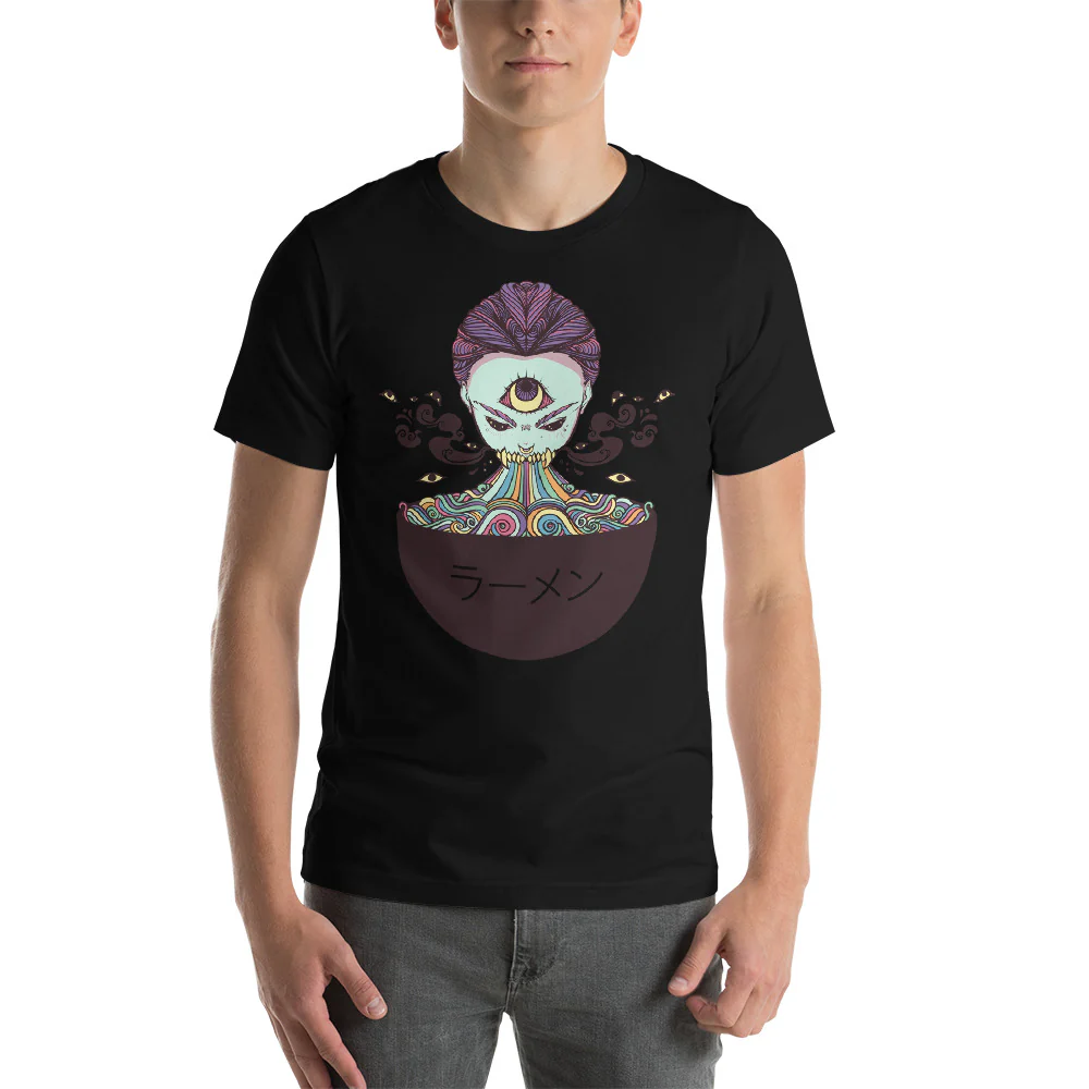 Magic Rainbow Ramen, Black Unisex T-Shirt - Image 3