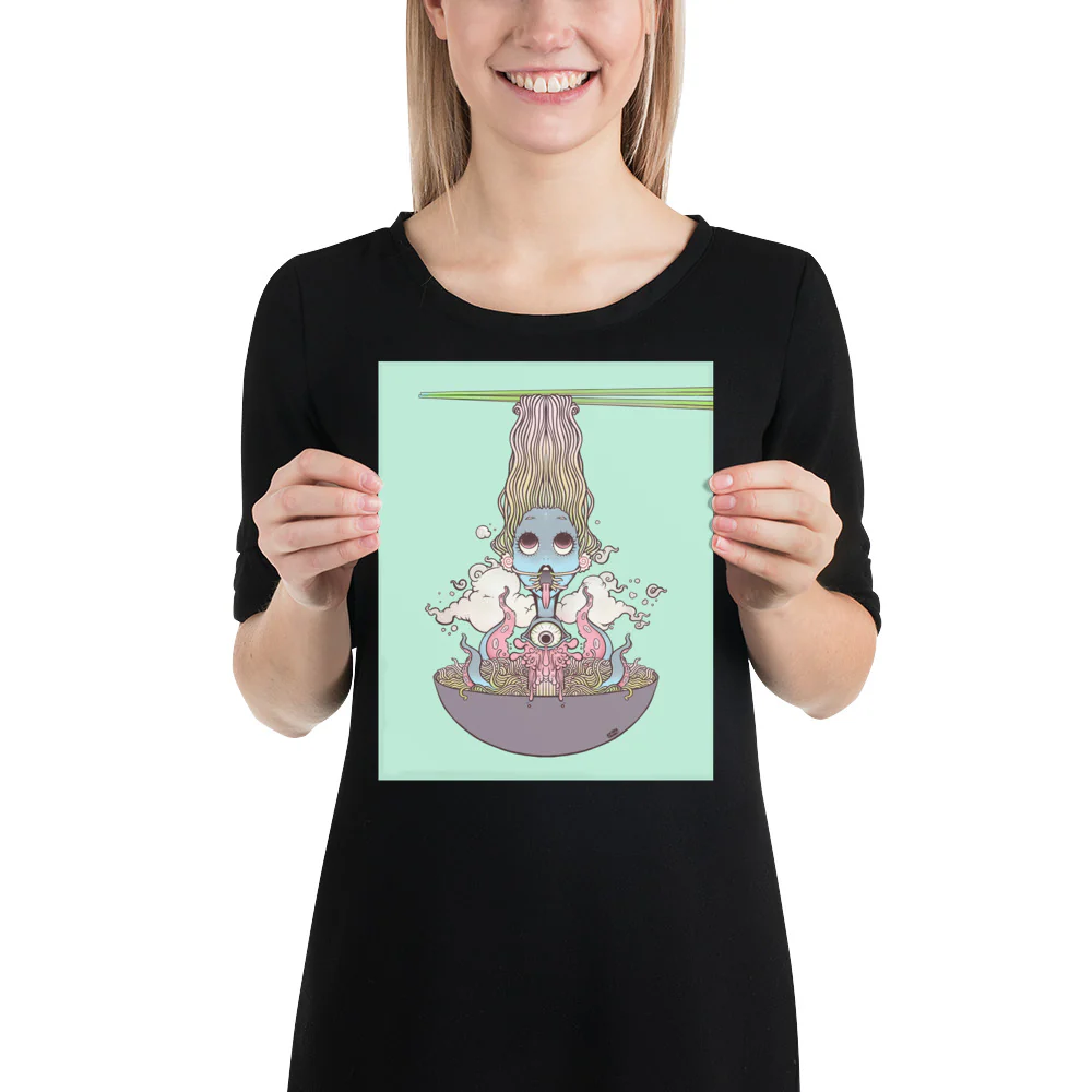 Ramen Noodle Girl, Matte Art Print Poster - Image 2