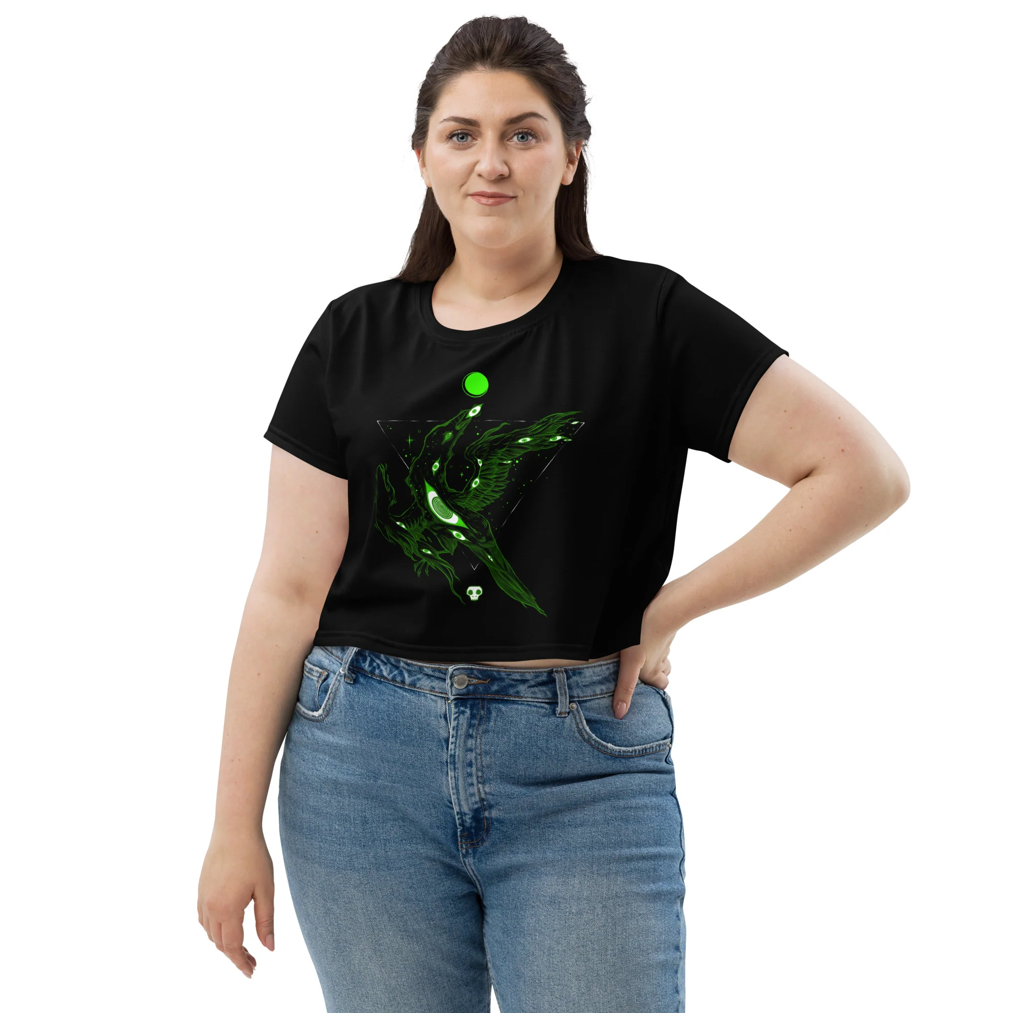Raven And Eyes, Sublimation Crop Top - Image 3