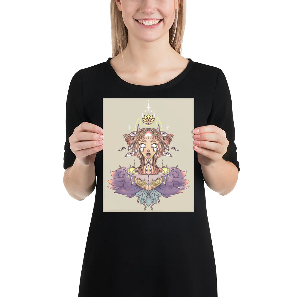 Sacred Lotus Creature, Matte Art Print Poster - Image 2