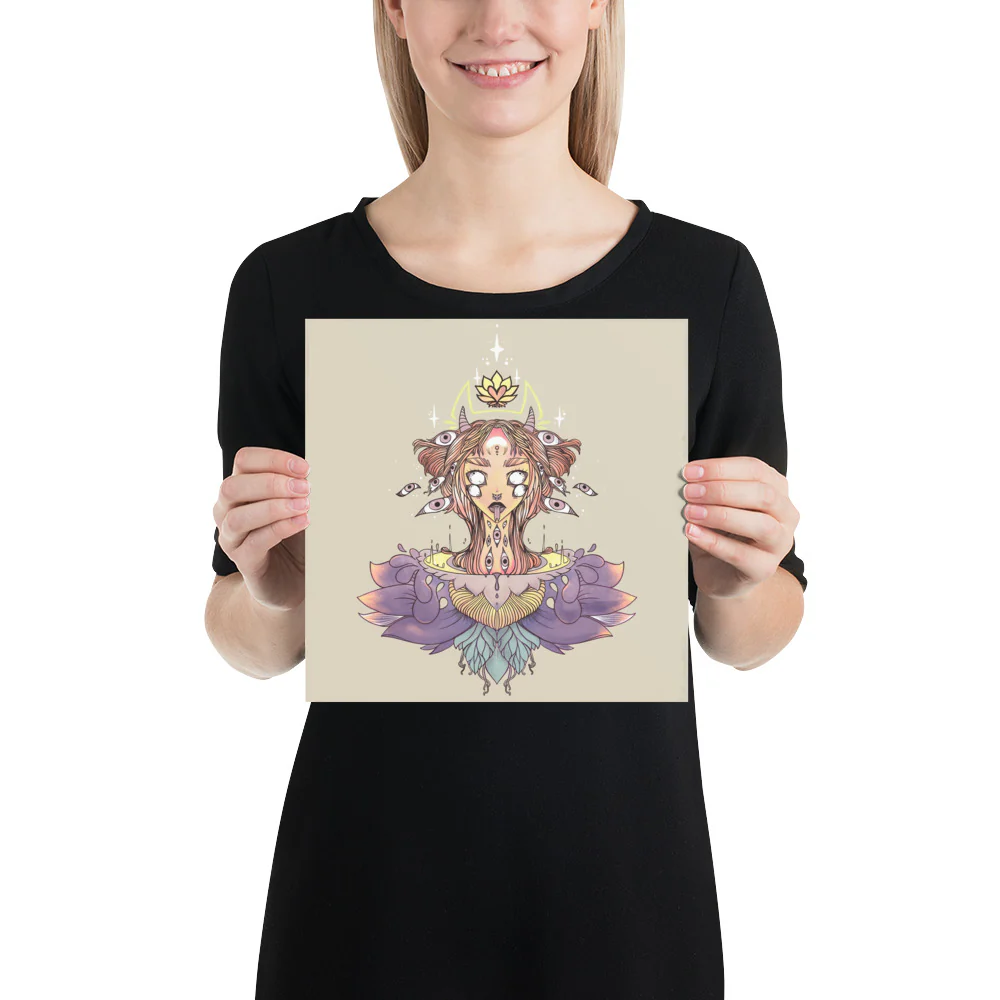 Sacred Lotus Creature, Matte Art Print Poster - Image 3