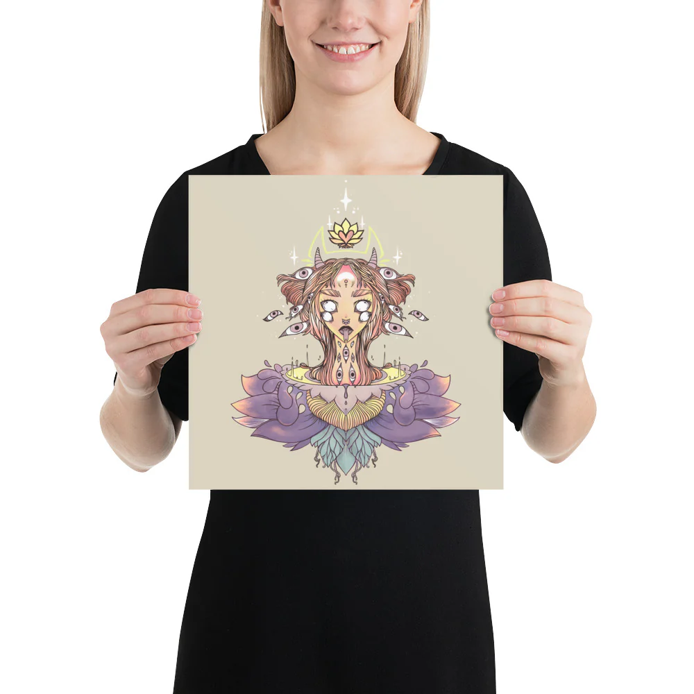 Sacred Lotus Creature, Matte Art Print Poster - Image 4