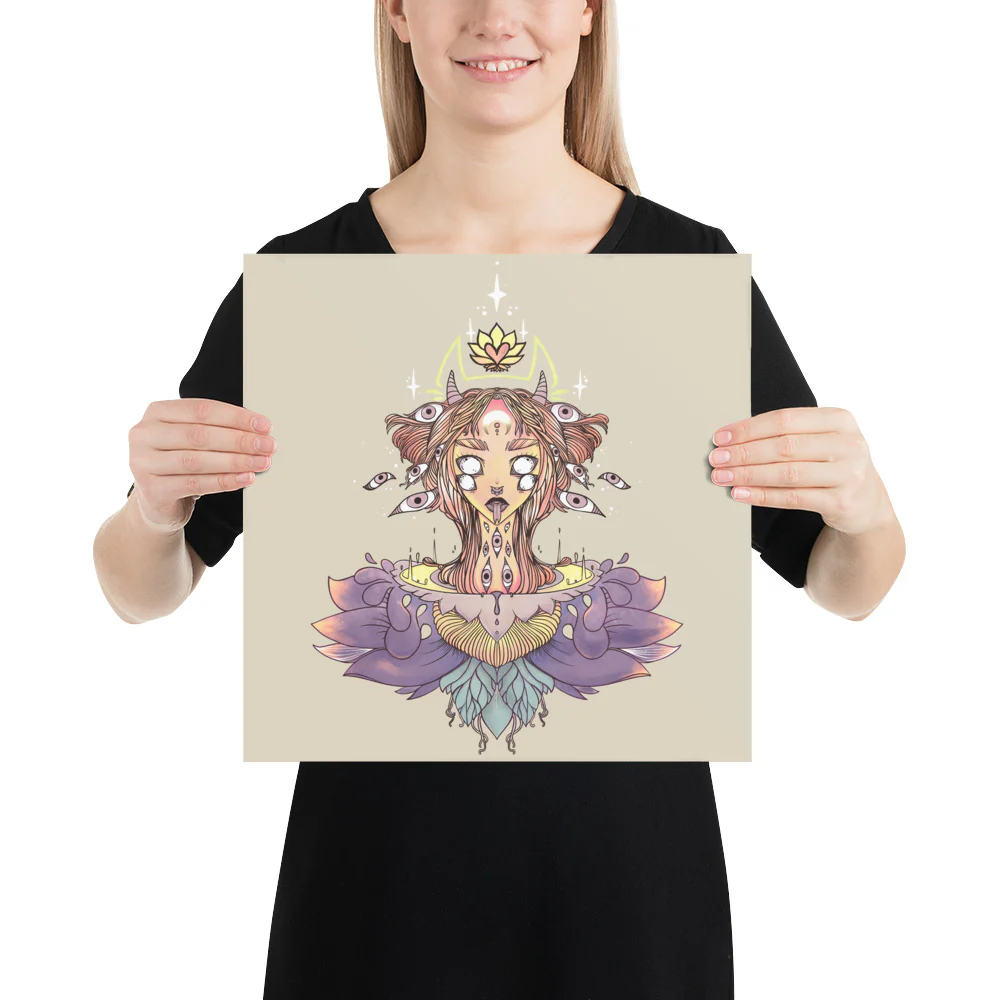 Sacred Lotus Creature, Matte Art Print Poster - Image 5