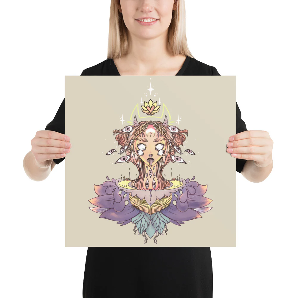 Sacred Lotus Creature, Matte Art Print Poster - Image 6