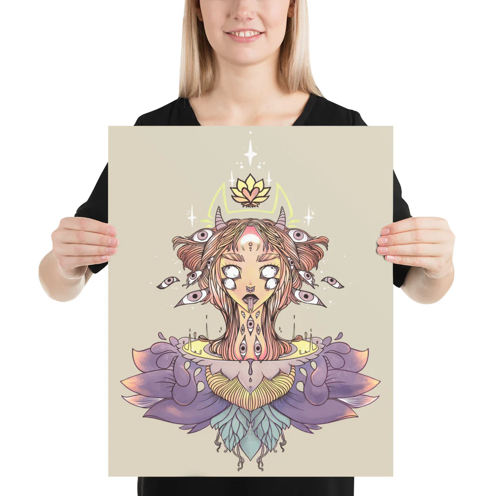 Sacred Lotus Creature, Matte Art Print Poster - Image 7
