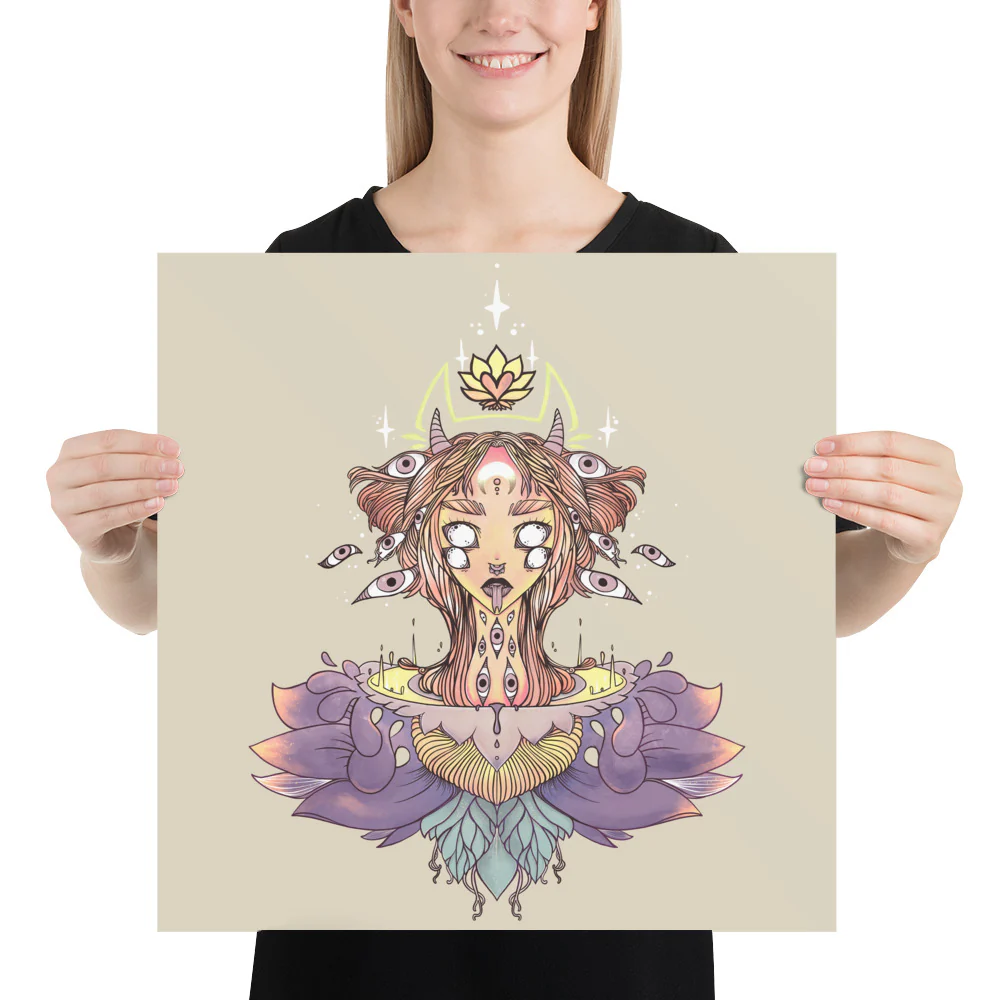 Sacred Lotus Creature, Matte Art Print Poster - Image 8