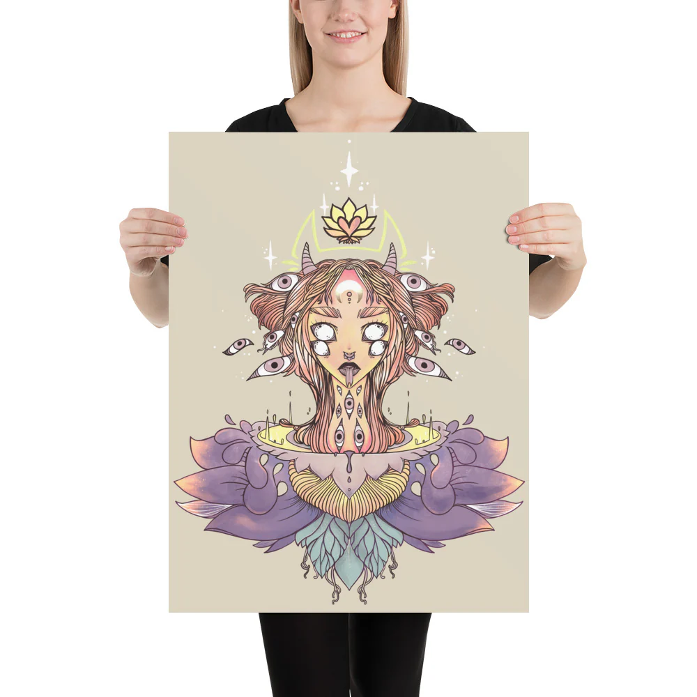Sacred Lotus Creature, Matte Art Print Poster - Image 9
