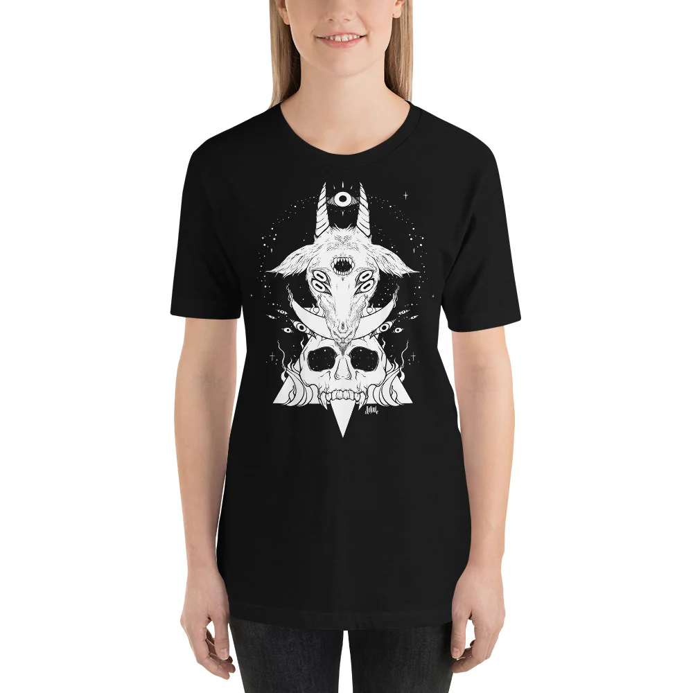 Goat & Skull, Unisex T-Shirt, Black - Image 4