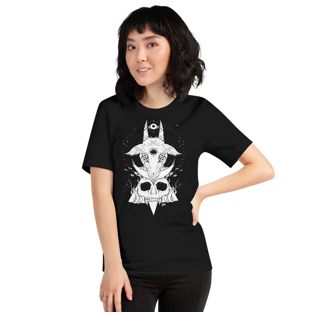 Goat & Skull, Unisex T-Shirt, Black - Image 5