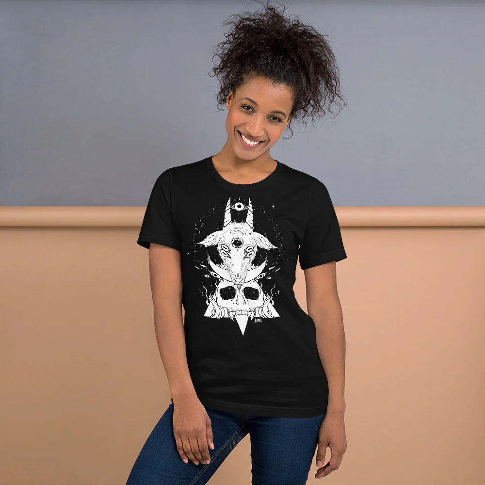 Goat & Skull, Unisex T-Shirt, Black - Image 8