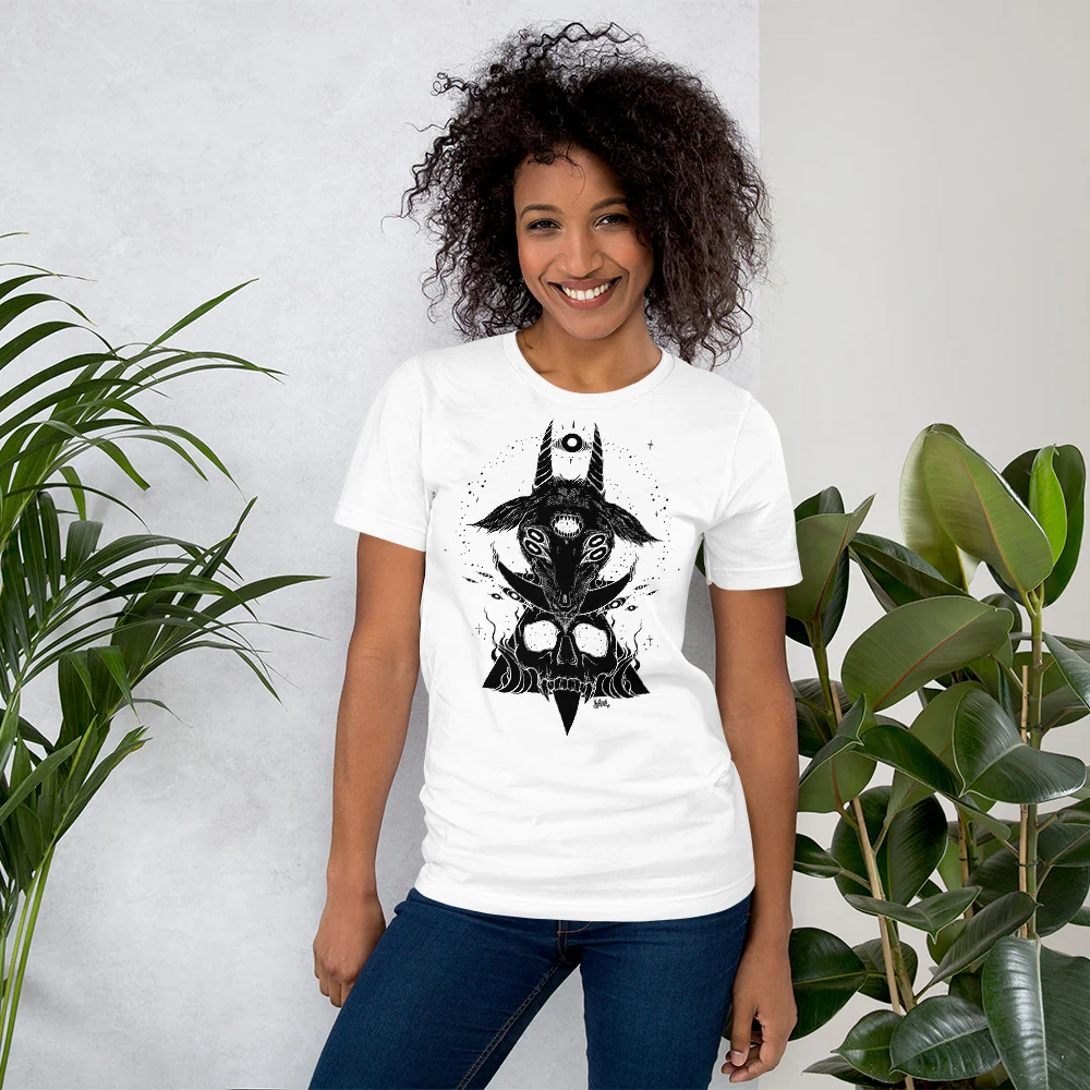 Goat & Skull, Unisex T-Shirt, White - Image 10