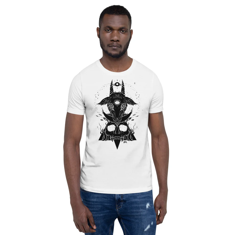 Goat & Skull, Unisex T-Shirt, White - Image 3