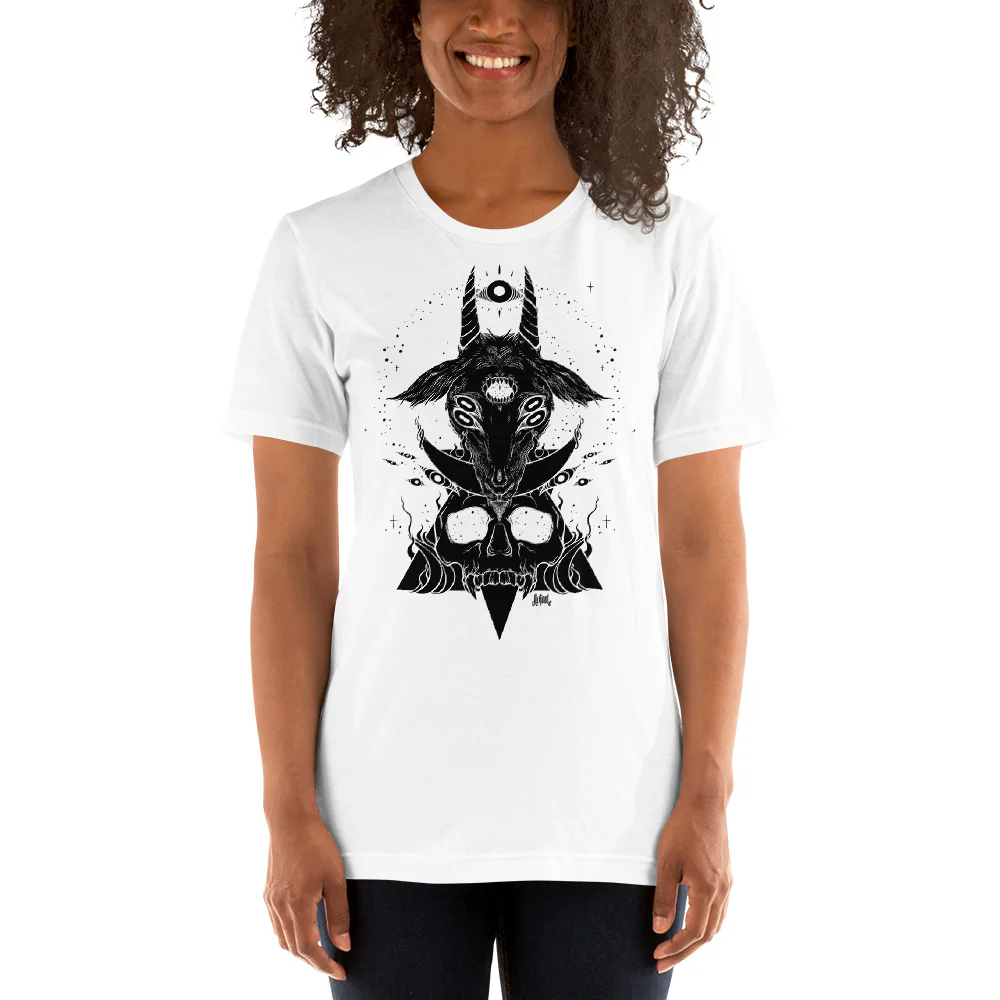 Goat & Skull, Unisex T-Shirt, White - Image 4