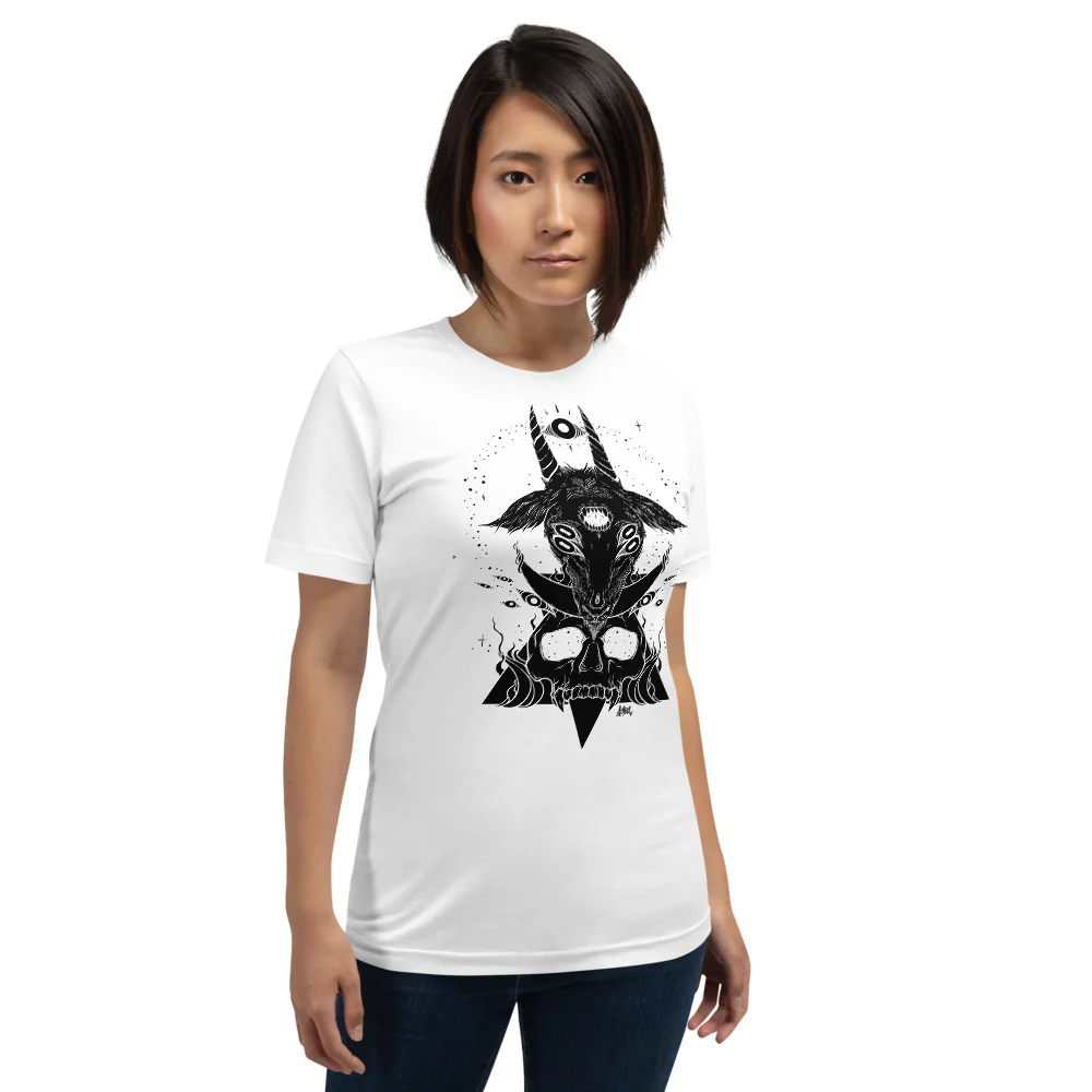 Goat & Skull, Unisex T-Shirt, White - Image 5