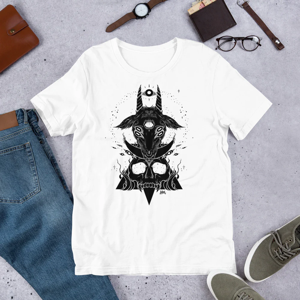 Goat & Skull, Unisex T-Shirt, White - Image 6