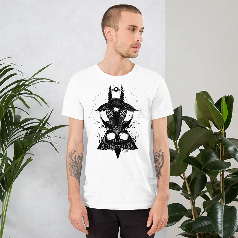 Goat & Skull, Unisex T-Shirt, White - Image 9