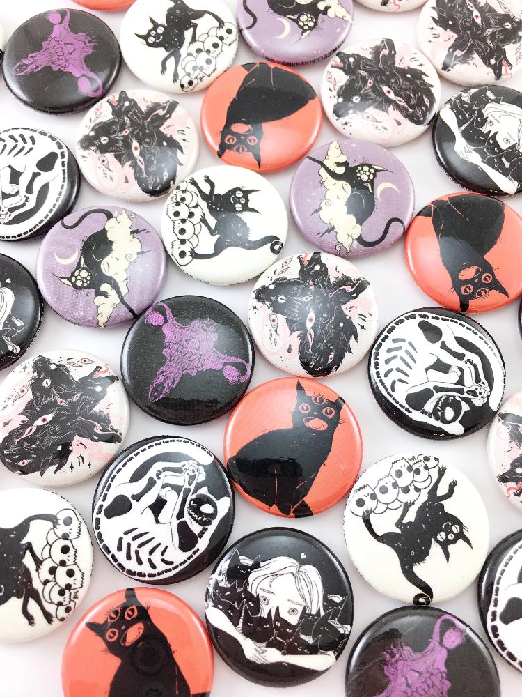 Skeleton Cat, 1-Inch Pin Button - Image 3