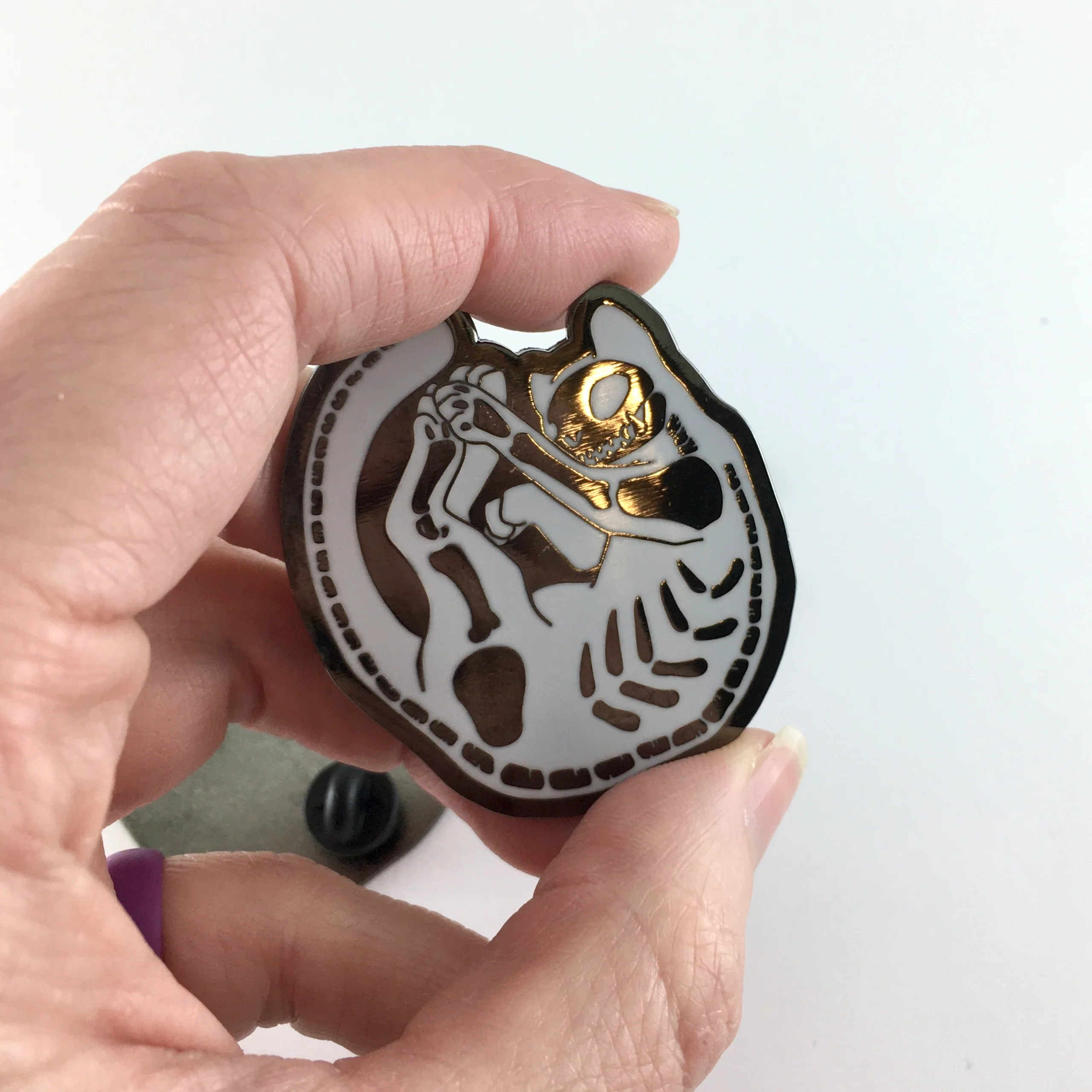 Skeleton Cat, Enamel Pin - Image 3