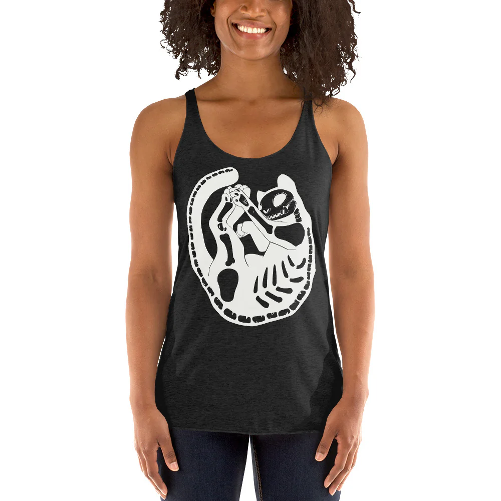 Skeleton Cat, Racerback Tank Top - Image 2