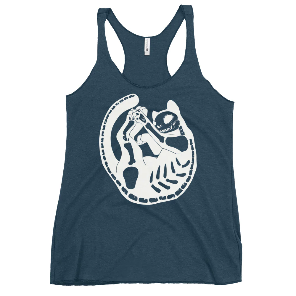 Skeleton Cat, Racerback Tank Top - Image 3