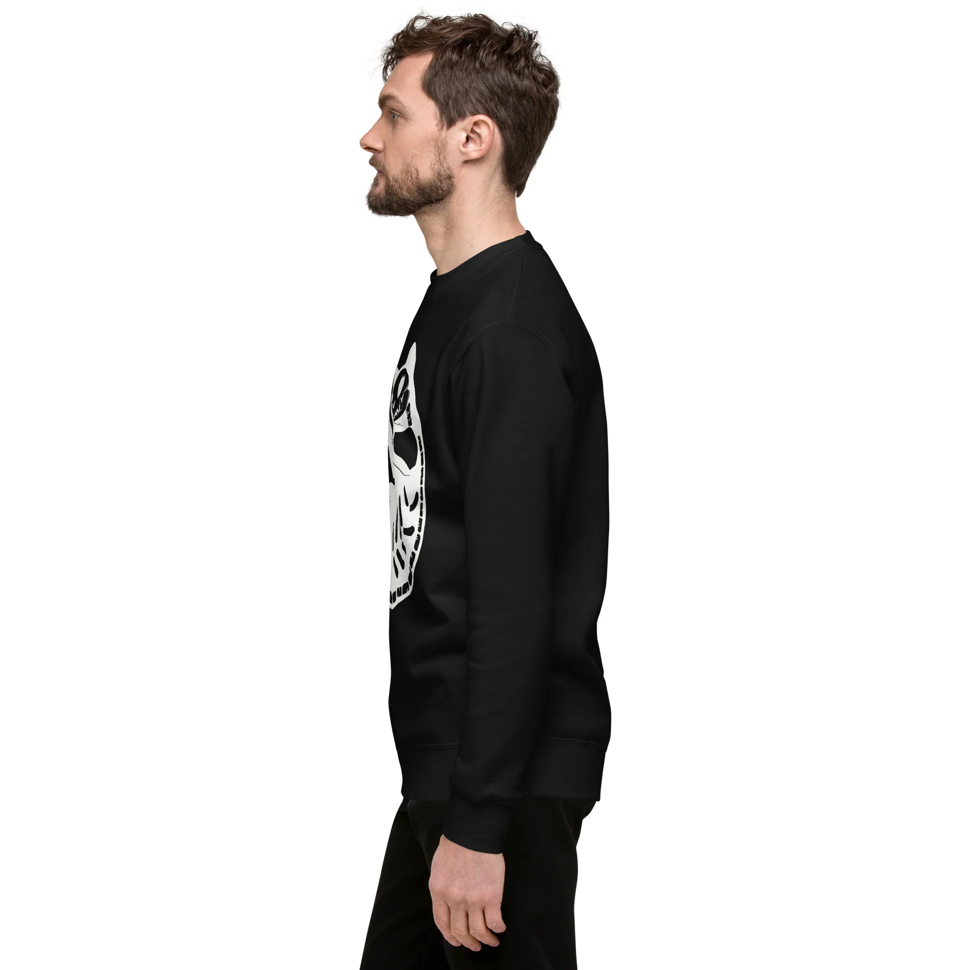 Skeleton Cat, Premium Unisex Sweatshirt - Image 3