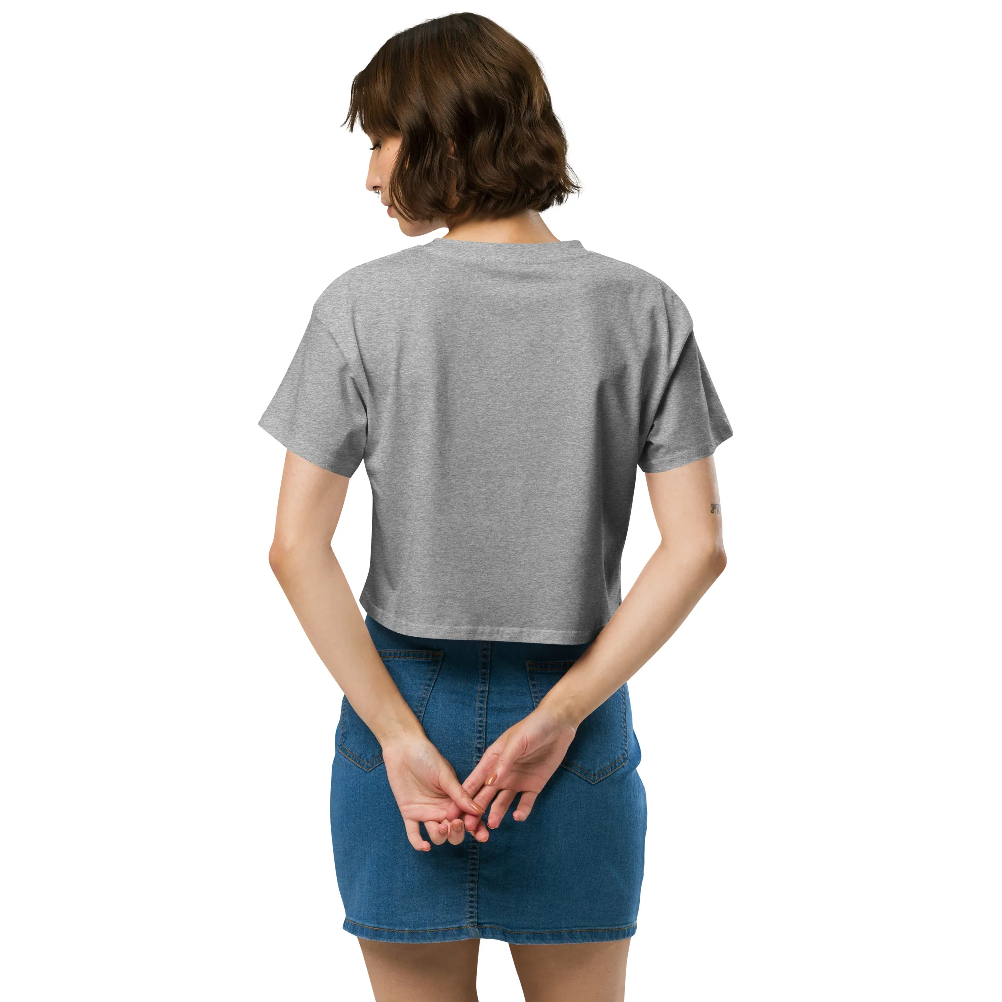 Skeleton Cat, Relaxed Crop Top - Image 2