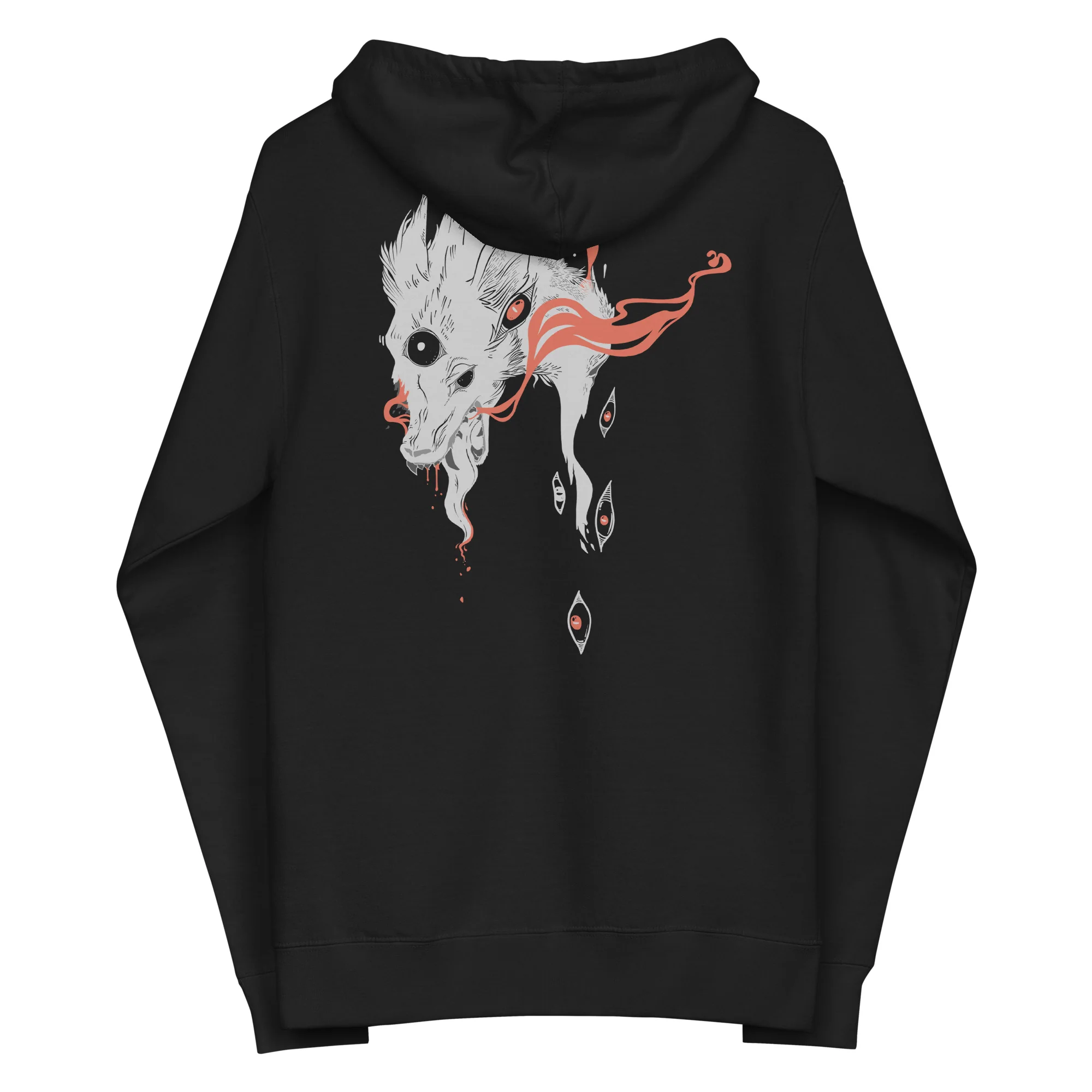 Wolf And Eyes, Unisex Fleece Zip-Up Hoodie - Image 4