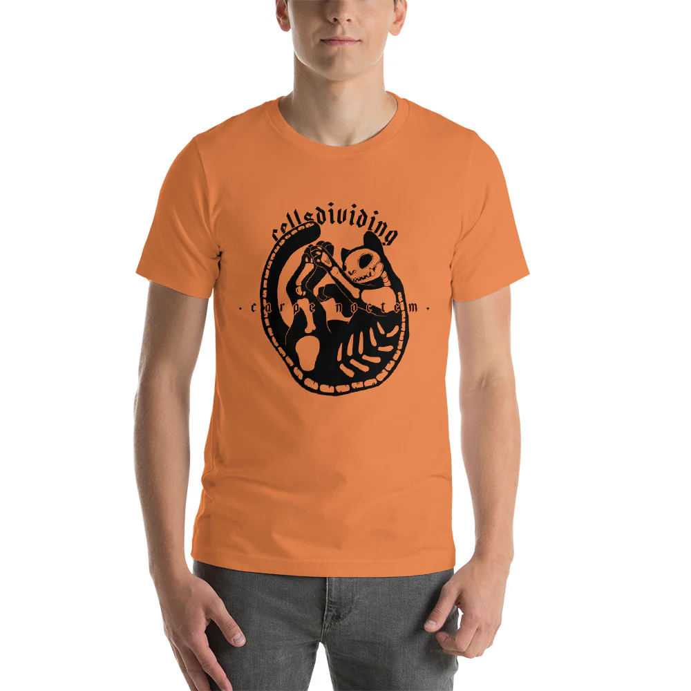 Skeleton Cat, Unisex T-Shirt, Burnt Orange - Image 2