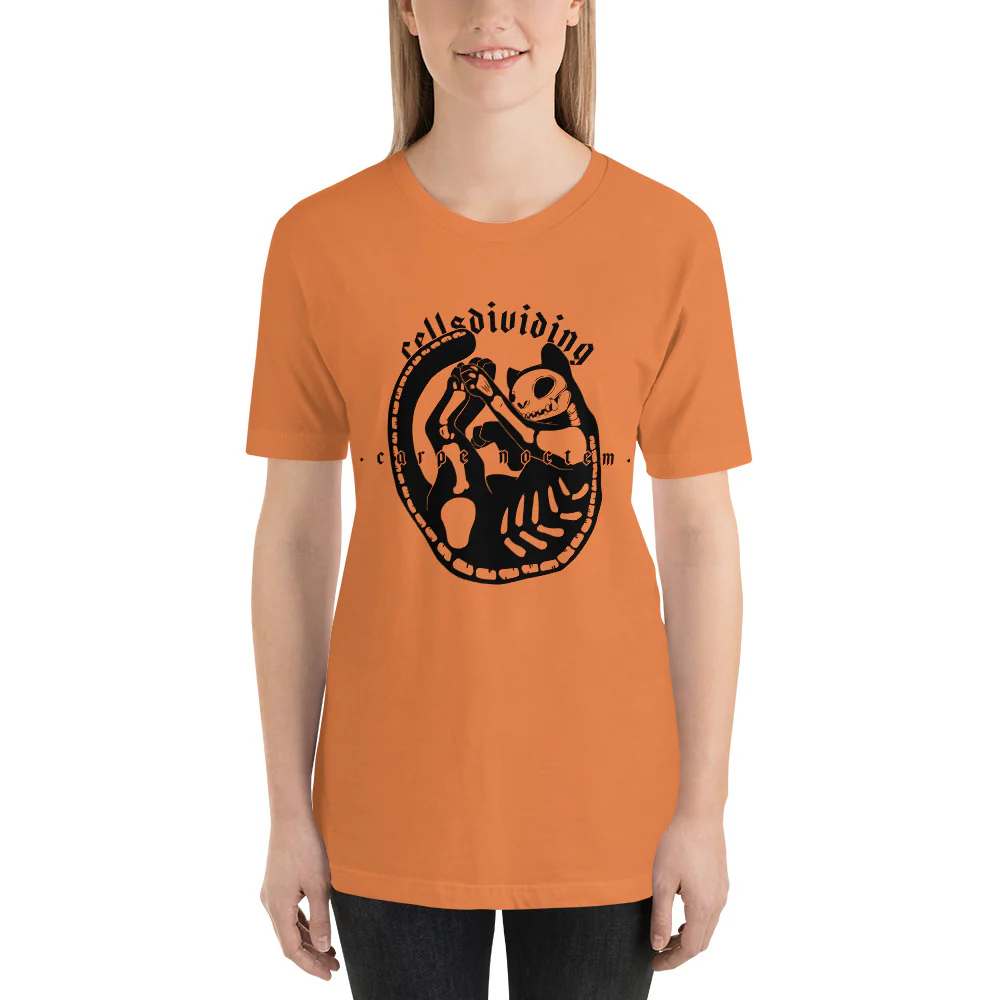 Skeleton Cat, Unisex T-Shirt, Burnt Orange - Image 3